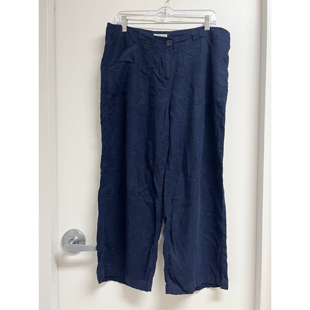 Christopher & Banks - Navy Blue Linen/Rayon Blend Wide Leg Pants Women 12